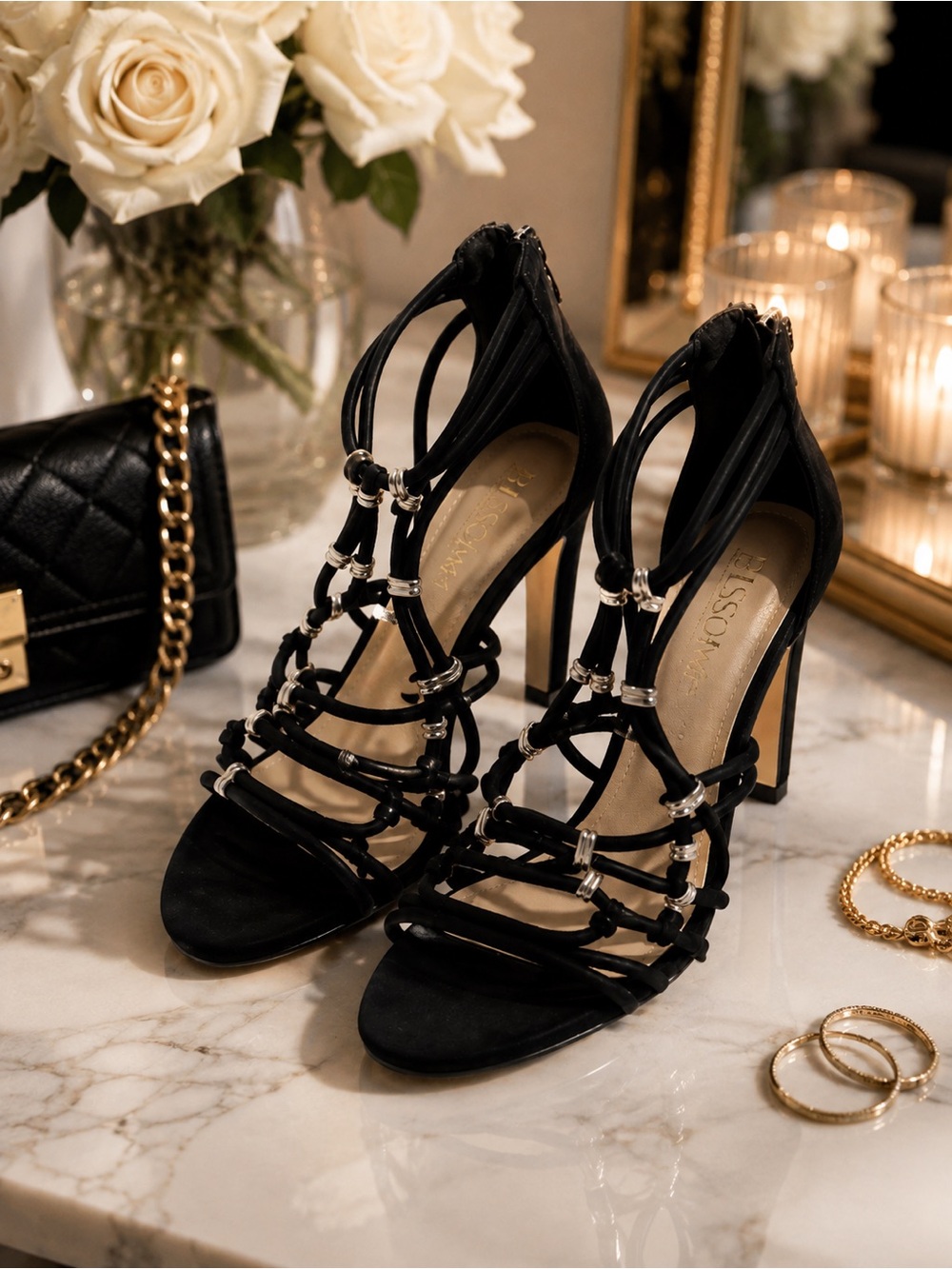 Aldo Black Strappy High Heel Sandals